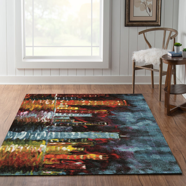 Wrought Studio Lindie Abstract Gray/Orange Area Rug & Reviews Wayfair